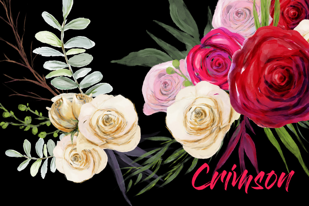Red White Pink Flowers Watercolor, an Illustration by Feather Grace Designs (Photo 6 of 8)
