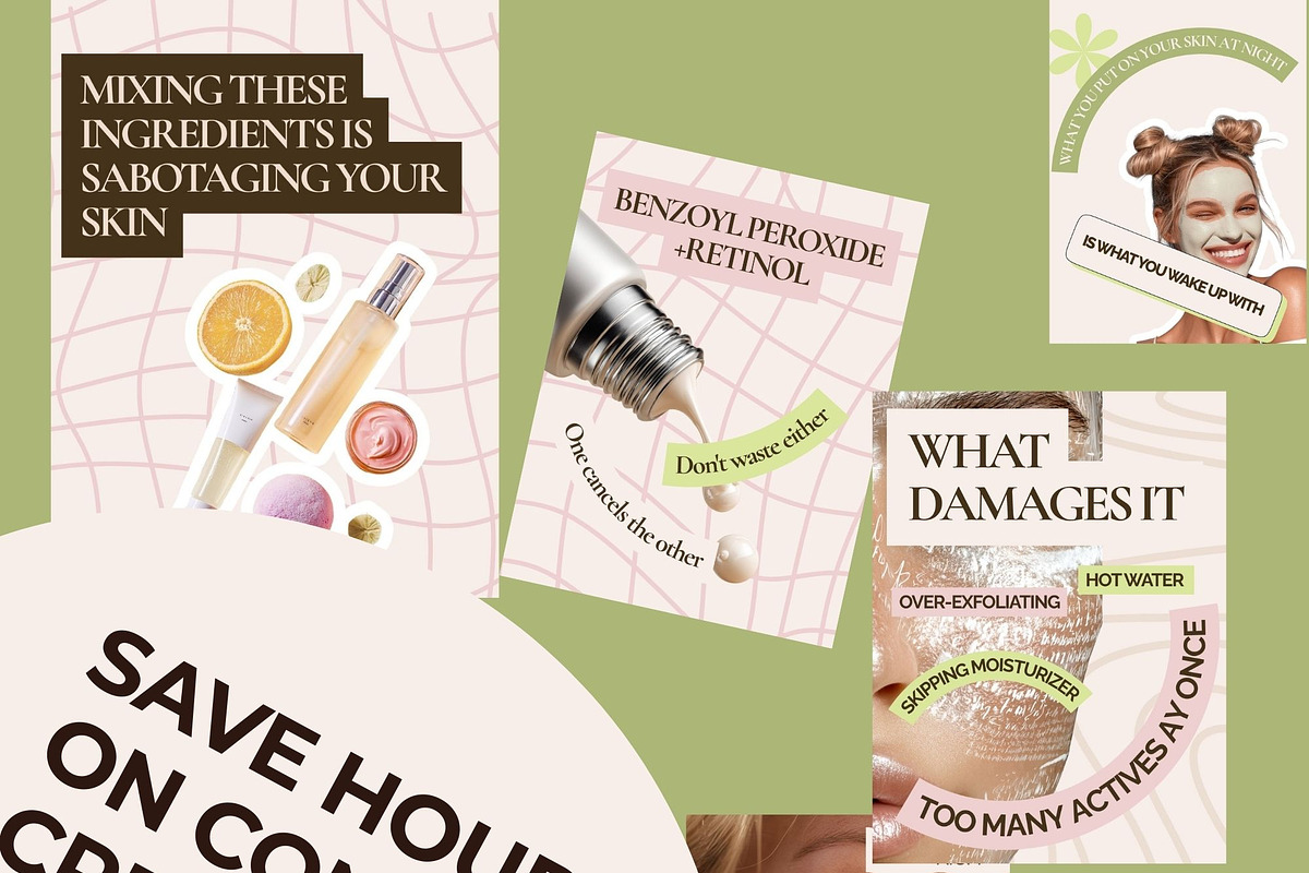 Skincare Instagram Carousel Canva, a Social Media Template by MOAROShop (Photo 6 of 9)