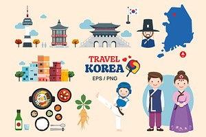 Korea Travel Elements Set