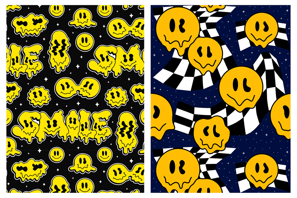 Trippy Smiley Seamless Pattern 2, a Pattern Graphic by Slavko Kahovsky (Photo 2 of 7)