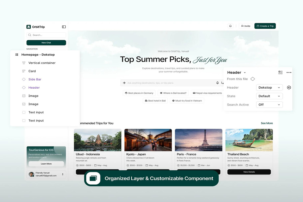 AI for Trip Planner Web App UI Kit, an UI Kit Template by Creative Perspective (Photo 6 of 7)