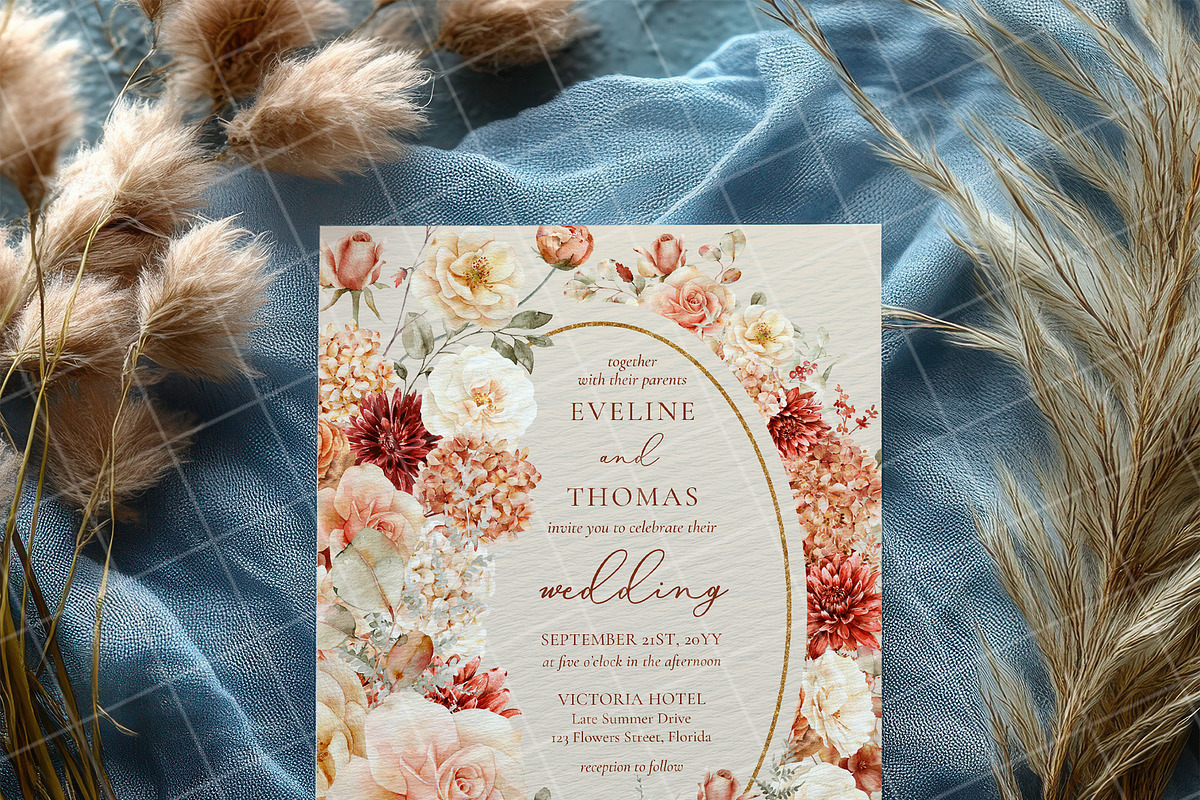 Blue 5x7 Invitation card mockup PSD, an Advertising Mockup by Blush Roses Print (Photo 4 of 8)