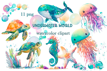 Underwater world,  sea clipart, summ, an Animal Illustration by ElenazlataArt