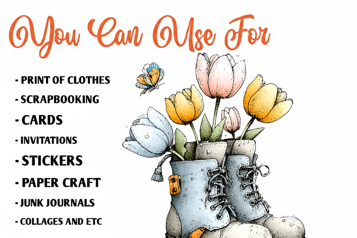 Boots with Spring Flowers Sublimatio, an Illustration by CreationArt (Photo 2 of 7)