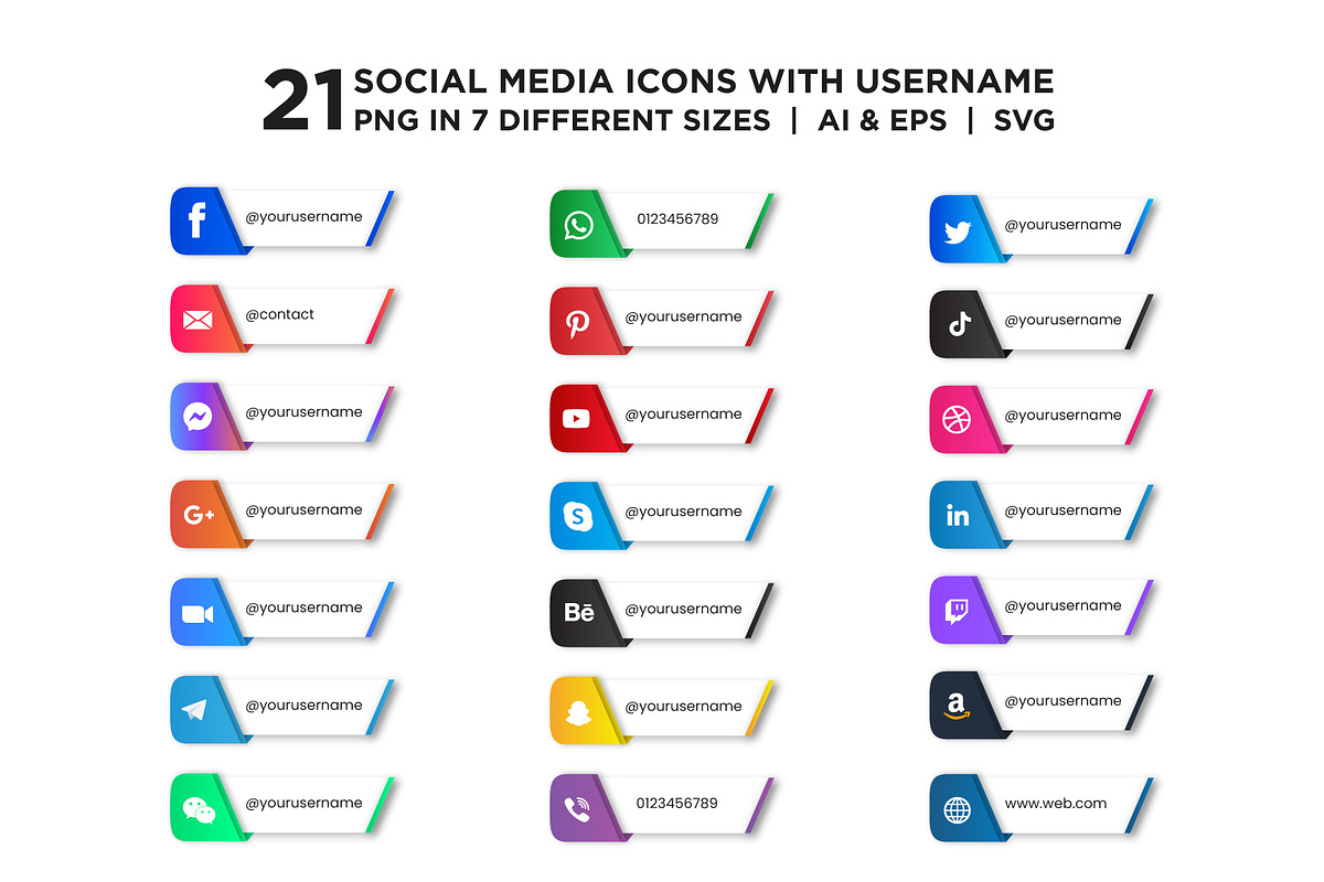 3D social media icons/handles, an Icon by Team_Ultra_Graphics