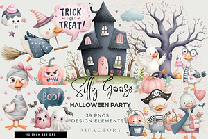 Silly Goose Halloween Party Clipart