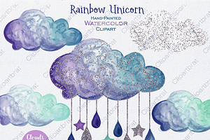 Purple & Navy Blue Rainbow Unicorn