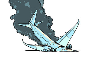 Airplane crashes. Broken and, a Transportation Illustration by rogistok