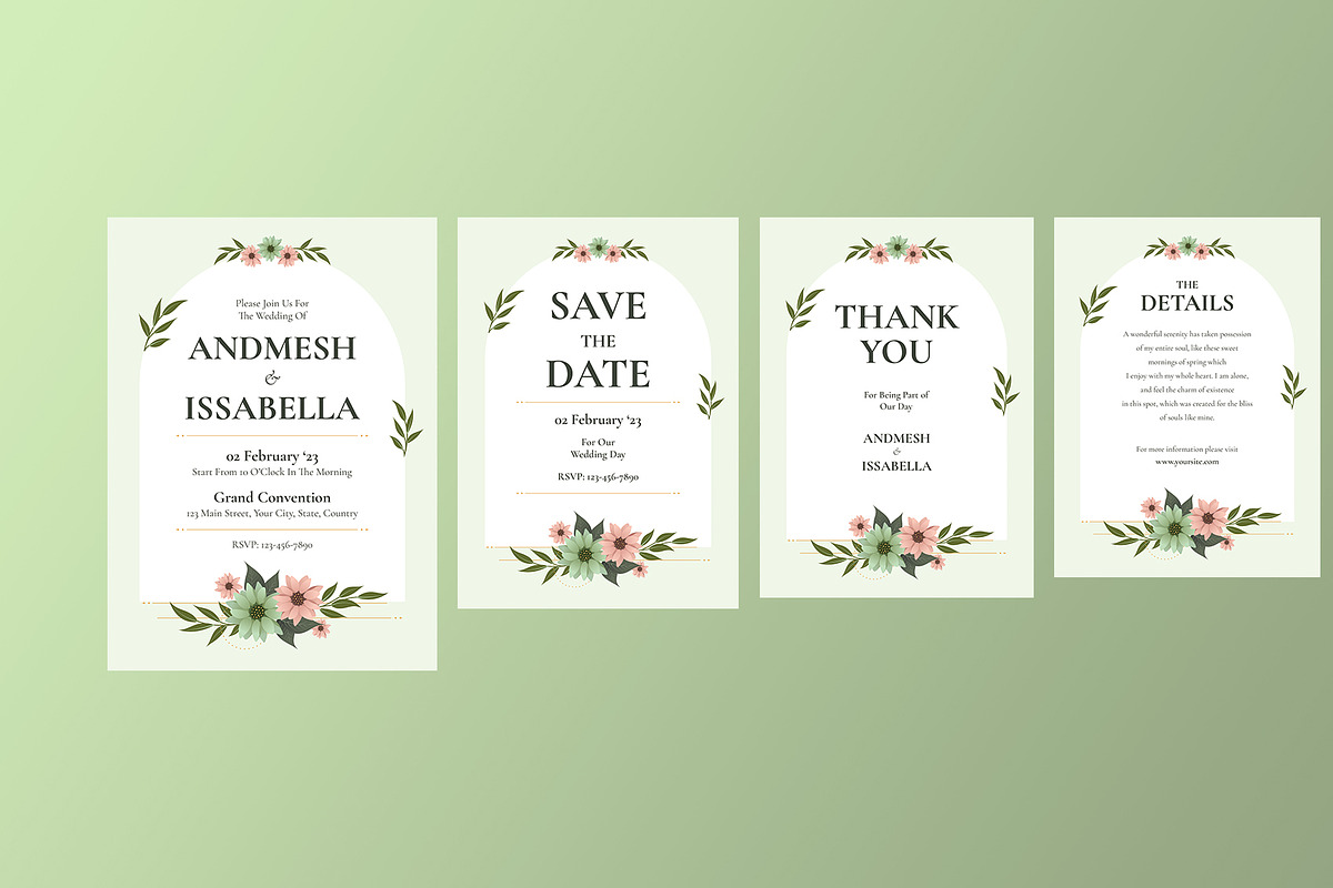 Floral Wedding Suite Template, an Invitation Template by Neermana (Photo 2 of 4)