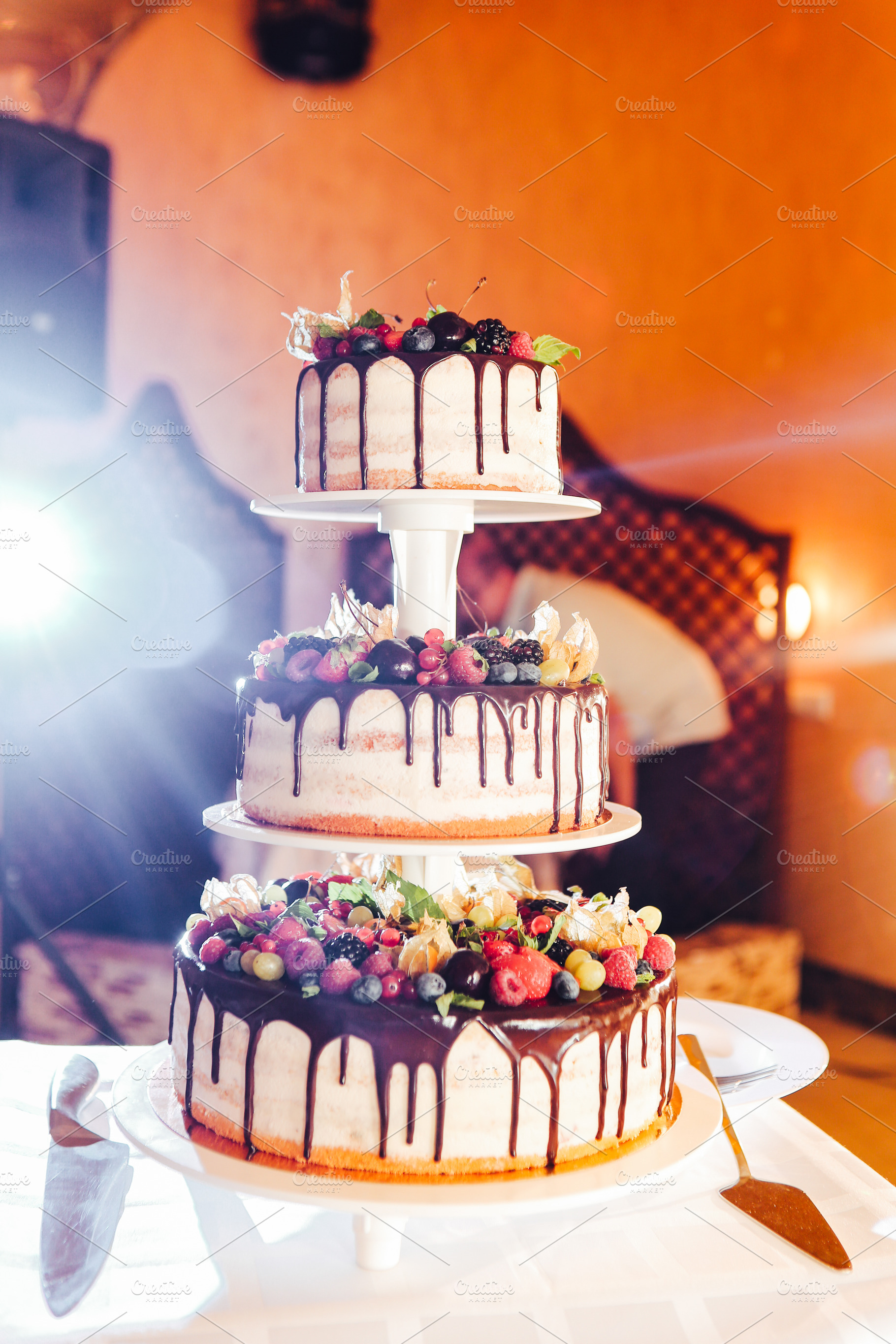 Wedding cake with strawberries blac stock photo containing cake and wedding, a Food & Drink Photo by ruslan117