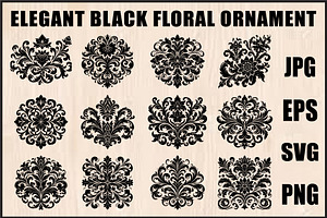 Elegant Black Floral Set, an Object Graphic by jahid234