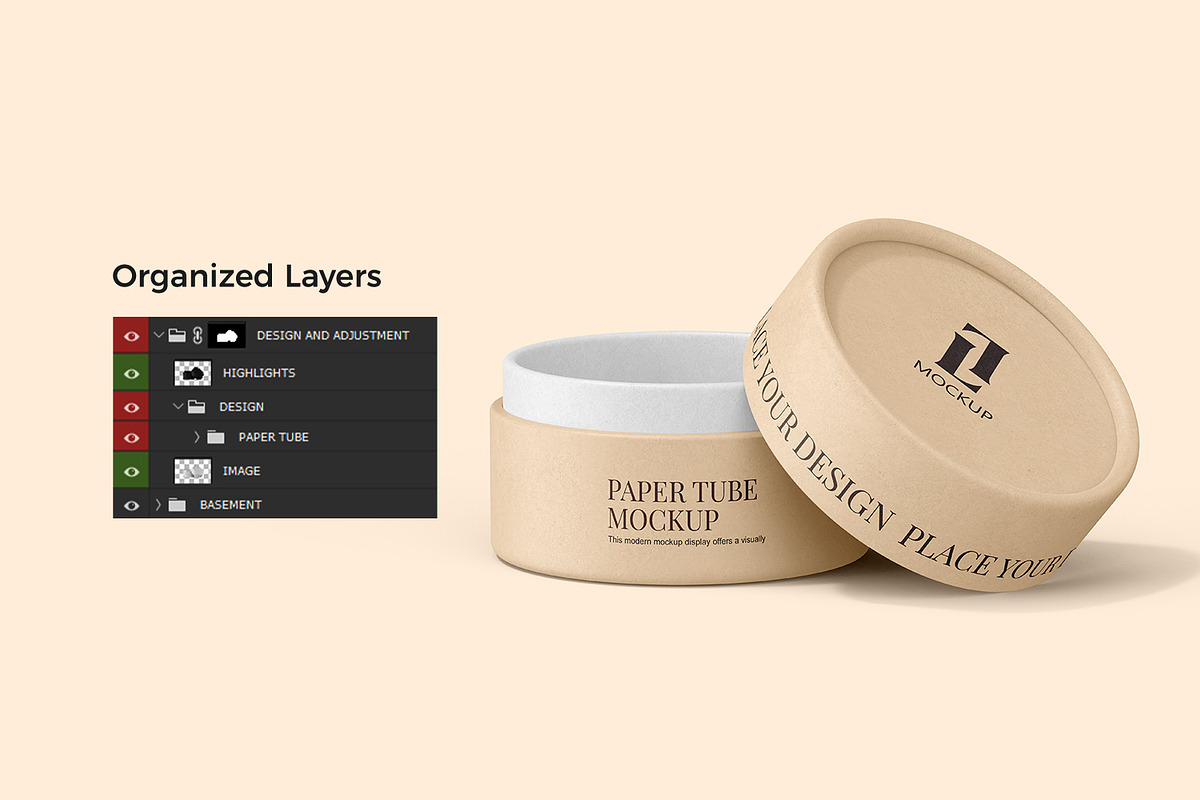 Kraft Cylinder Paper Tube Mockup, a Packaging Mockup by Ram Studio LLC (Photo 10 of 12)