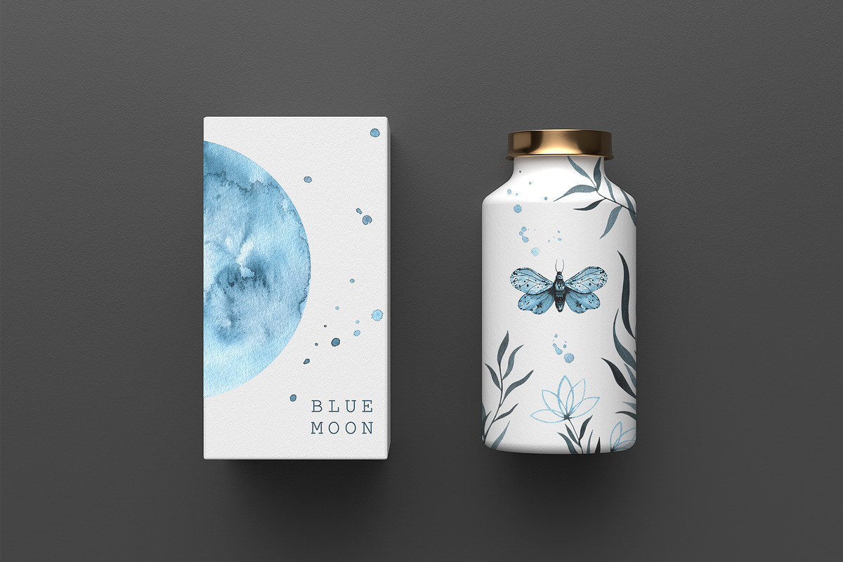 Blue MOON watercolor, an Object Illustration by LeriaArt watercolor (Photo 8 of 8)
