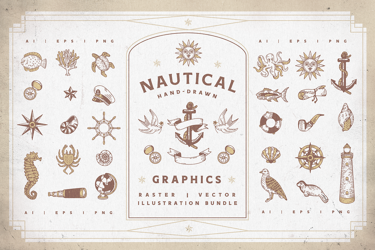 Nautical Vectors | Graphics Set, an Animal Illustration by GRPXSTORE (Photo 1 of 6)