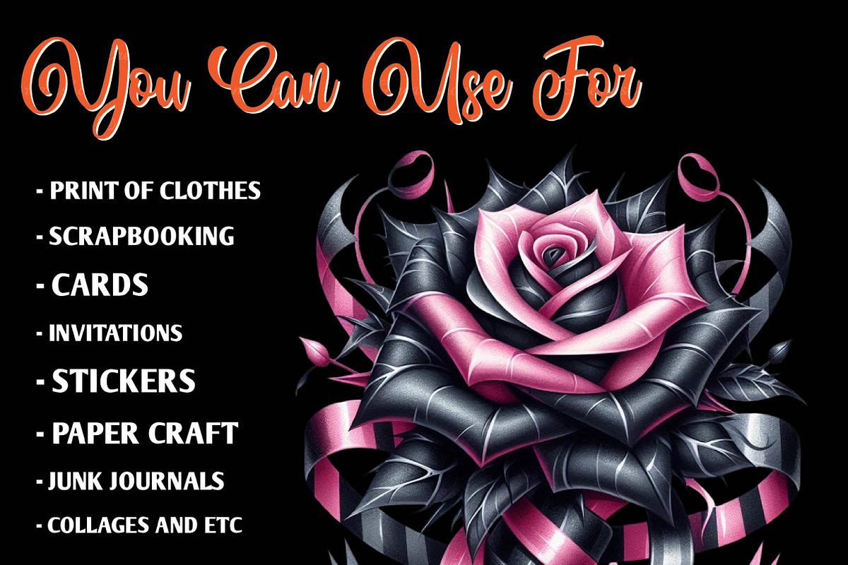 Gothic Roses Clipart Bundle, an Illustration by CreationArt (Photo 3 of 6)
