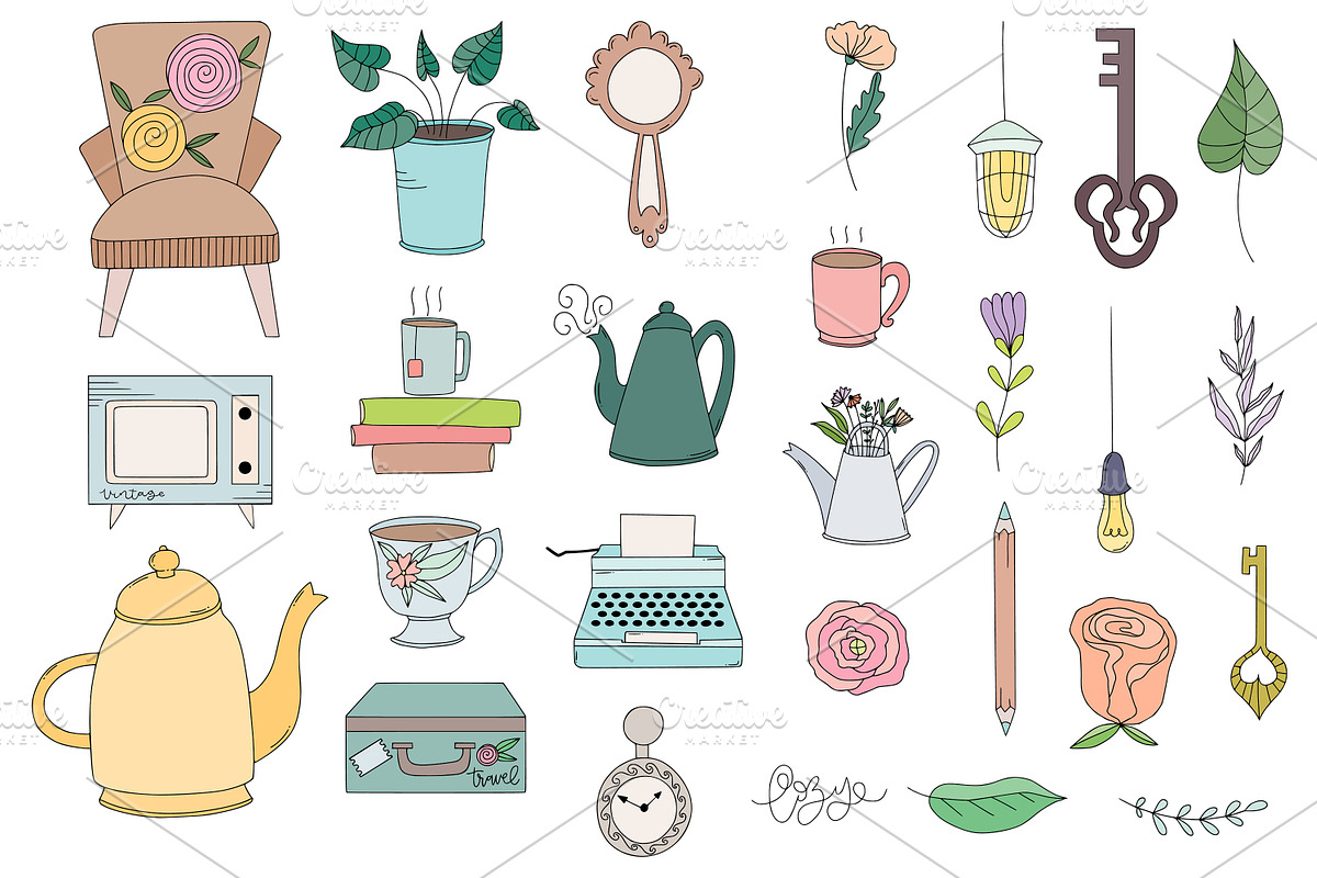 Vintage doodle bundle. Patterns+, a Pattern Graphic by Sentimental postman (Photo 15 of 18)