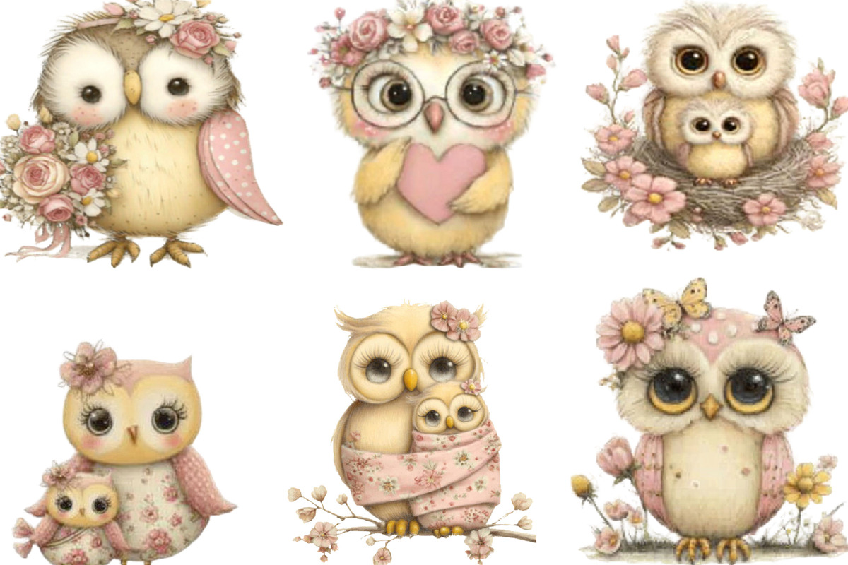 Whimsical Mother's Day Owl Clipart, an Illustration by Designking (Photo 2 of 5)