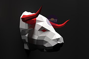 DIY Bull Head 3D model template, a Graphic by PolyFish (Thumbnail 1 of 5)