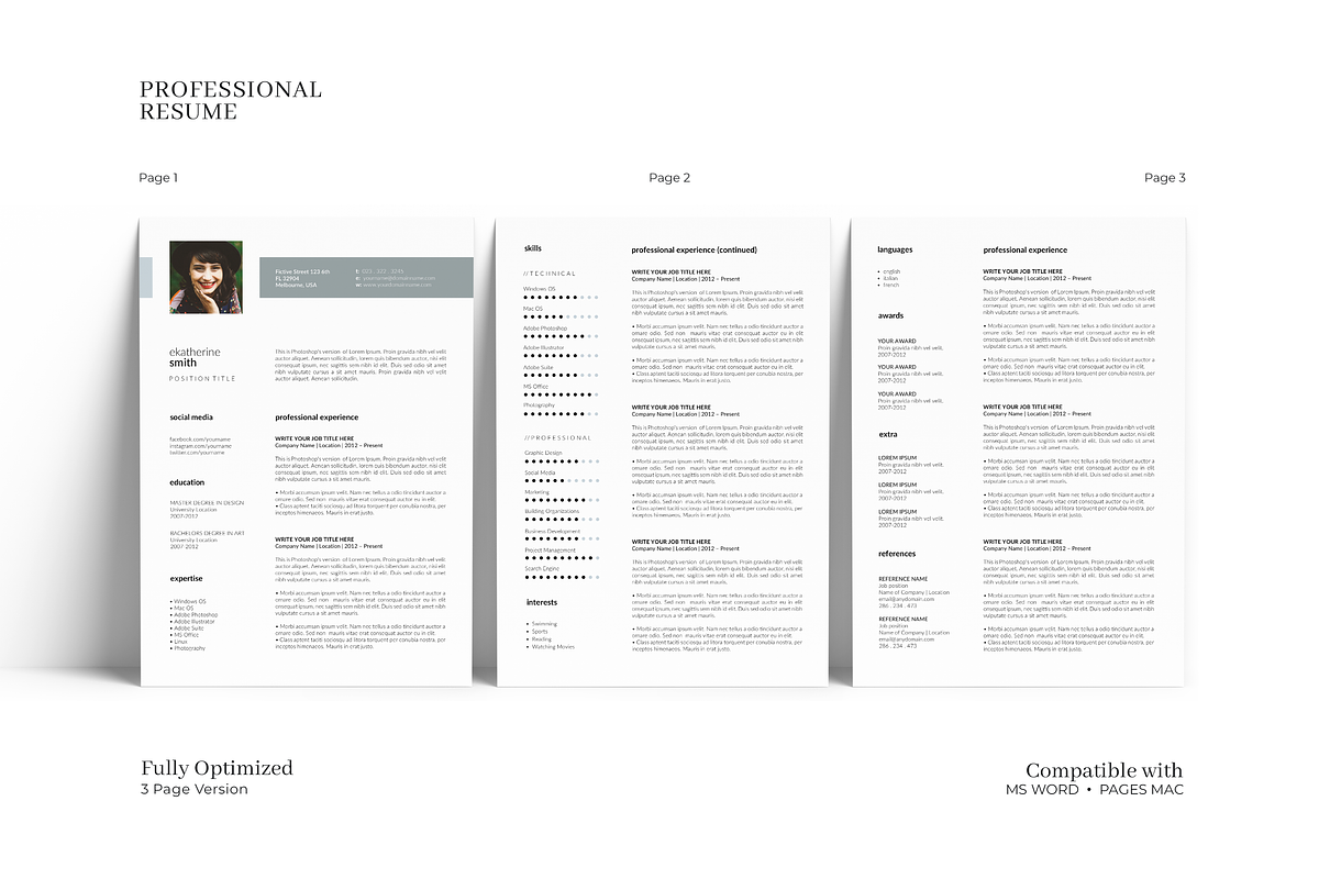 CV and Resume Design with Photo, a Resume Template by GraphicFlava (Photo 3 of 8)