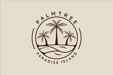 palm tree and ocean logo line art, a Branding & Logo Template by zyxroun shop