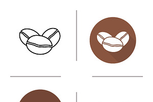 Coffee Beans Icons. Vector