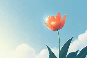 Vibrant orange tulip stands tall, a Photo by Pavel_design