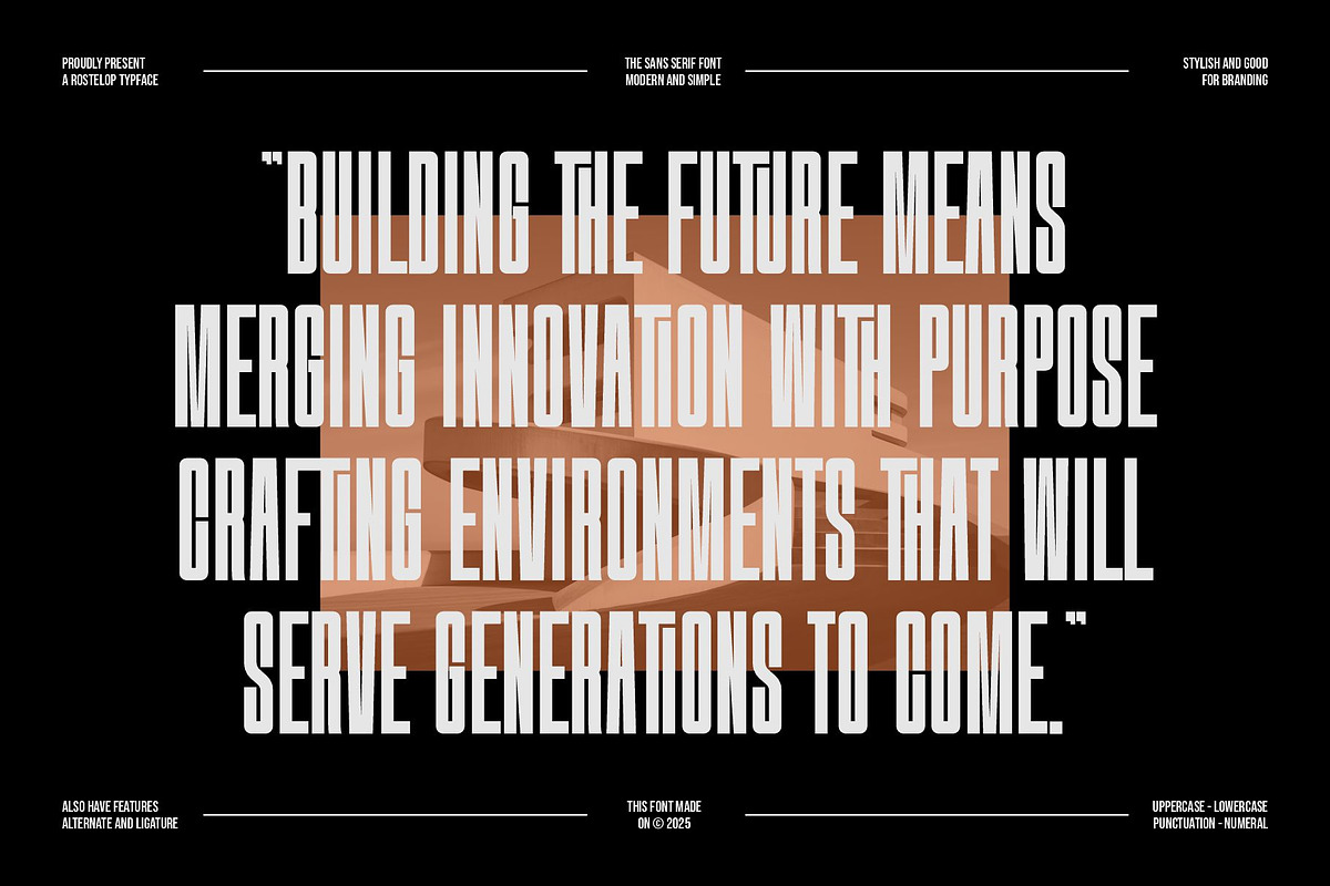Rostelop || Modern Tall Sans Serif, a Sans Serif Font by Ermedia Studio (Photo 7 of 10)