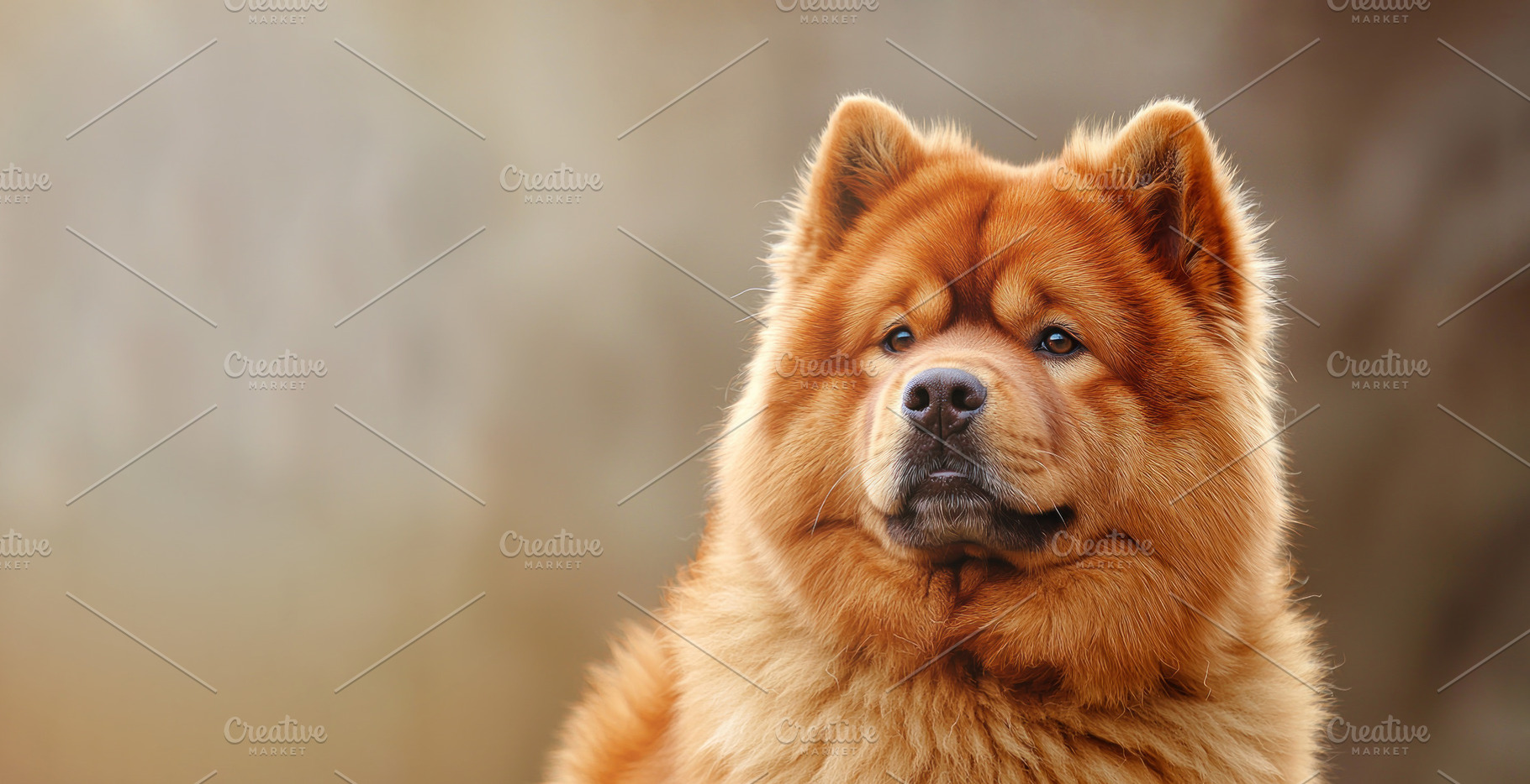 Fluffy red Chow Chow dog with thick fur looking alert on neutral, an Animal Photo by José Manuel Gelpi