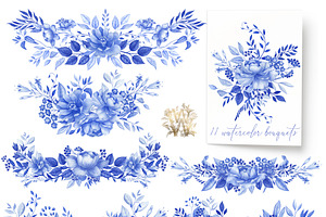 Blue Watercolor Floral Collection