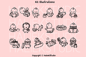 Cute Chicken Procreate Stamp Brushes