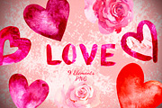 LOVE - Watercolor Clip Art Set, an Object Graphic by Nadiia Hanina (Thumbnail 1 of 3)