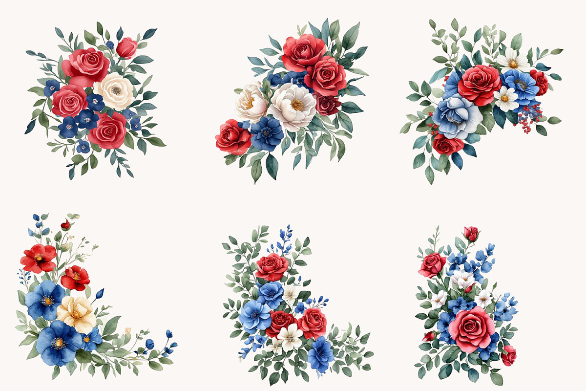 Patriotic Floral Corners Clipart, a Seasonal Illustration by Designworld (Photo 7 of 11)