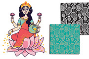 Hindu Goddess Lakshmi., an Illustration by Nata Savina Art (Thumbnail 2 of 2)