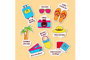 Colourful y2k Travel Stickers for, an Illustration by okskukuruza