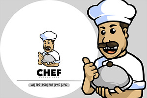 Cute chef mascot cartoon logo, a Branding & Logo Template by Bayuktx