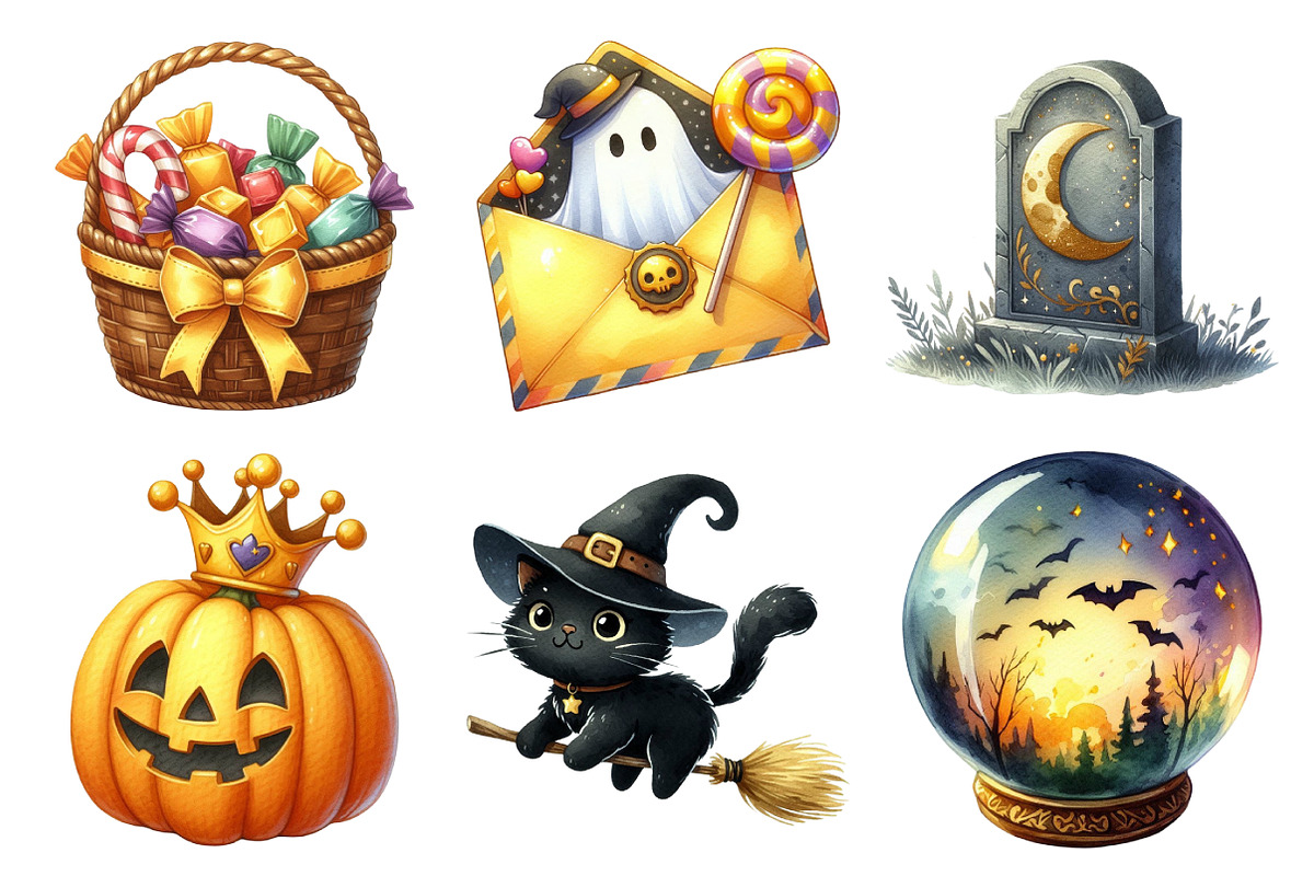 Yellow Halloween Clipart Sublimation, an Illustration by Daily.Designs (Photo 2 of 5)