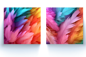 Feathery Feathers Rainbow Background