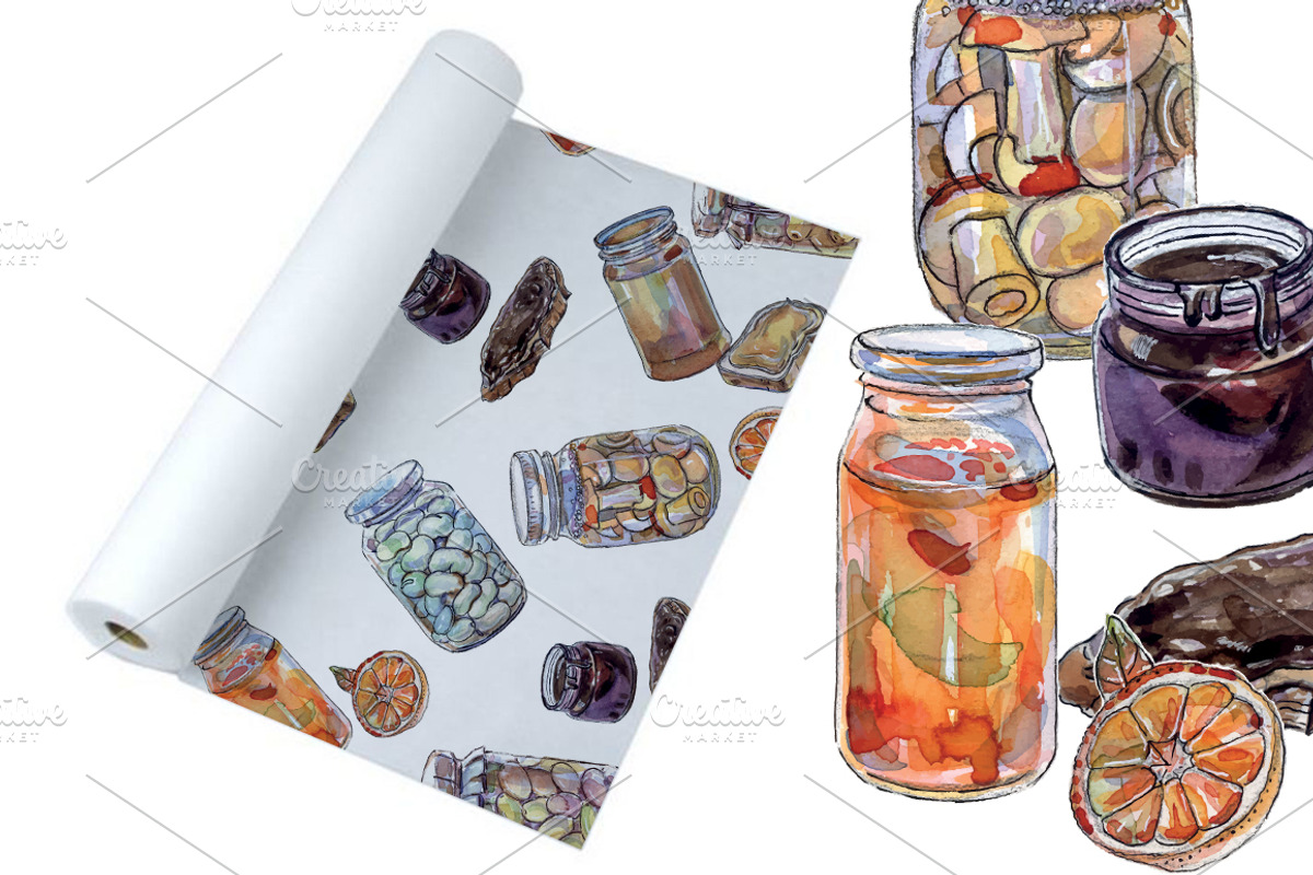 Watercolor preserved food-2, a Food Illustration by miminoshka (Photo 10 of 10)