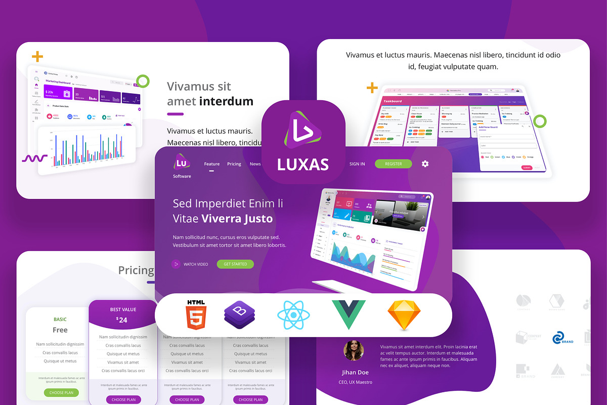 Deluxas - App Landing Page SaaS, a HTML Template by UInstrument (Photo 1 of 5)