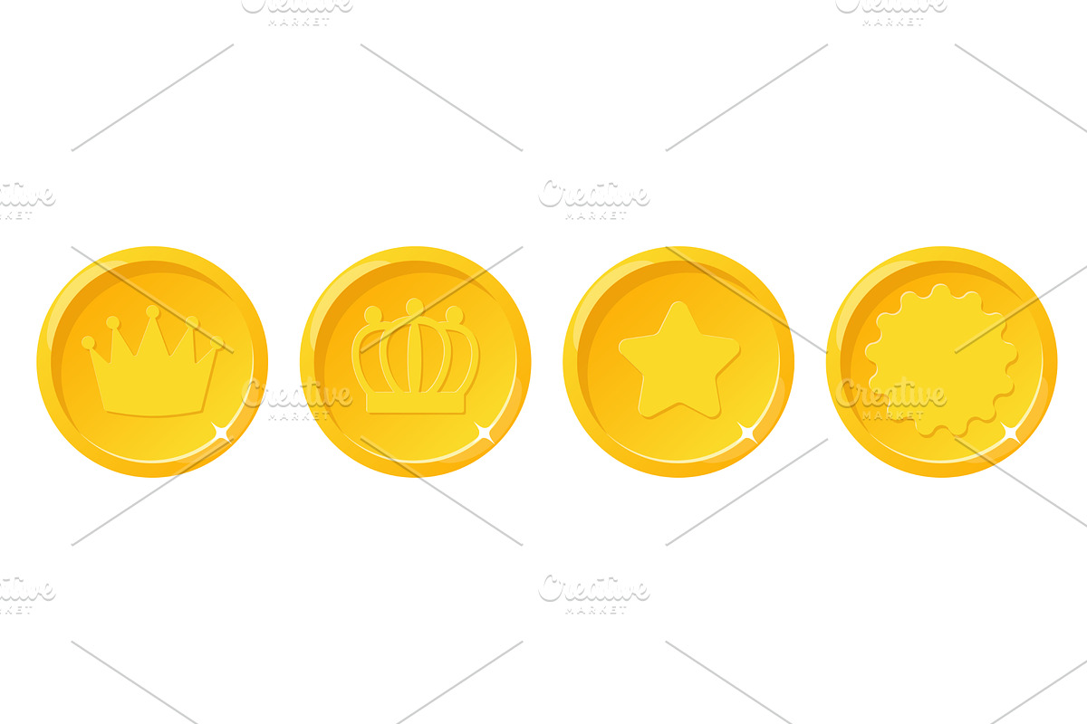 Gold medals with stars and crowns, an Object Illustration by Vectorbuum