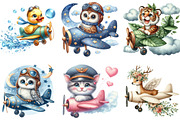 Airplane Watercolor Clipart Cute Ani, an Illustration by DreamArtGraphic (Thumbnail 4 of 4)