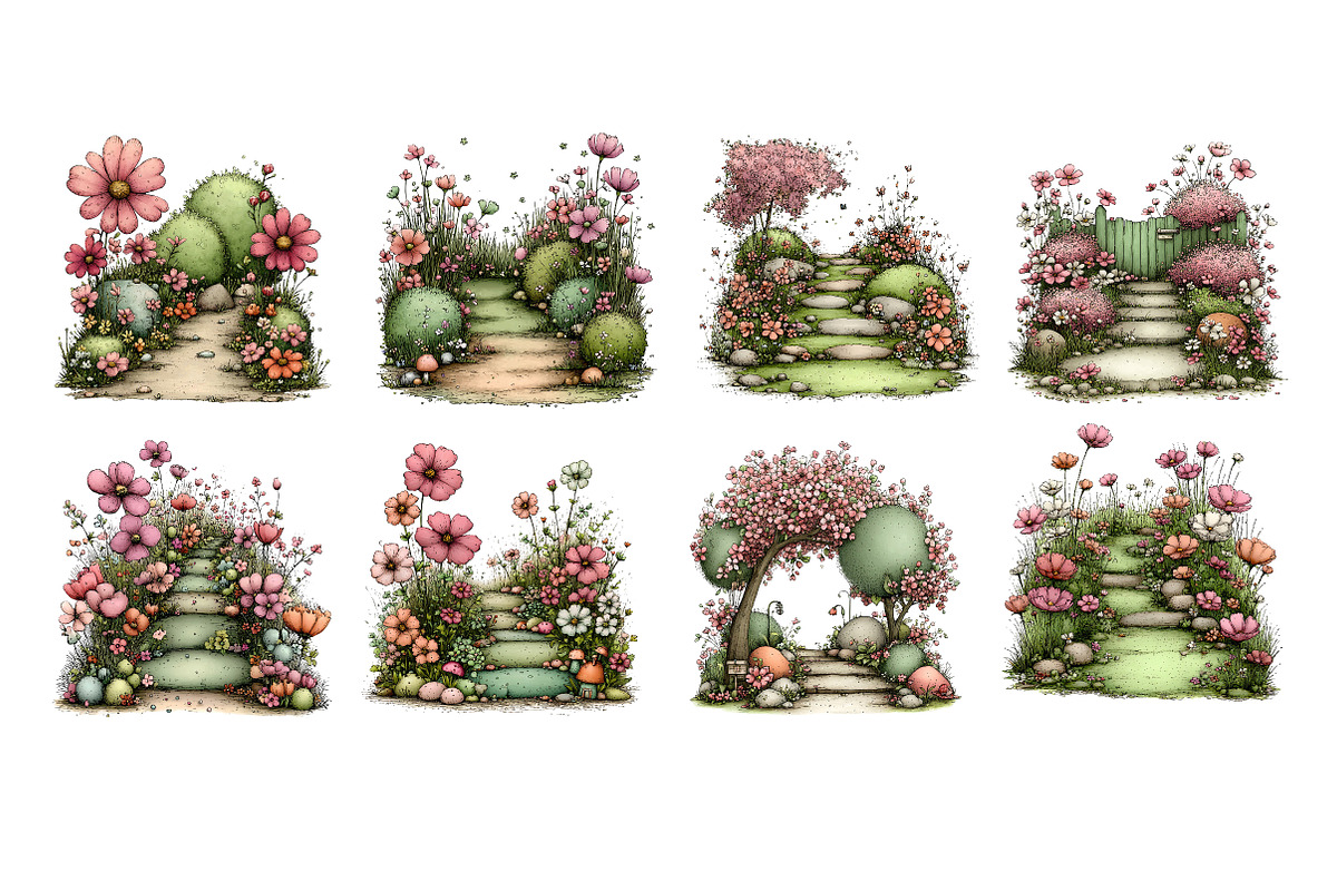 Spring Flowers Pathway Clipart, an Illustration by Dream Creation (Photo 5 of 5)