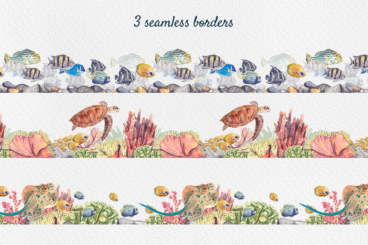 Coral Reef Watercolor Clipart, an Animal Illustration by Nastya Che (Photo 10 of 14)