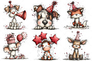 Whimsical Birthday Party Animals Png, an Illustration by Craft Nest (Thumbnail 8 of 11)