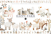 watercolor farm animal clipart set, an Animal Illustration by Pink Studio Art (Thumbnail 1 of 13)