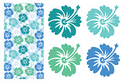 Hibiscus flower and patterns, an Illustration by natsa (Thumbnail 4 of 6)
