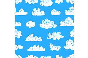 Chalk clouds seamless pattern. White, an Illustration by Valerie Bodnar