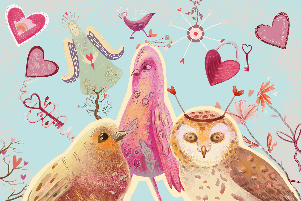 Valentine’s Day Folk Clipart, a Seasonal Illustration by FaliushViktoriaArtist (Photo 2 of 11)