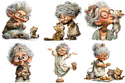 Whimsical Grandma with Kittens PNG, an Illustration by Craft Nest (Thumbnail 9 of 9)