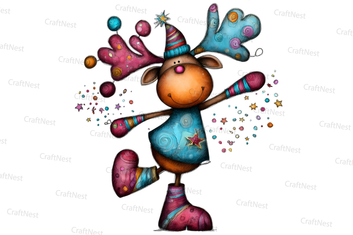 Quirky Reindeer Clipart, an Illustration by Craft Nest (Photo 5 of 8)